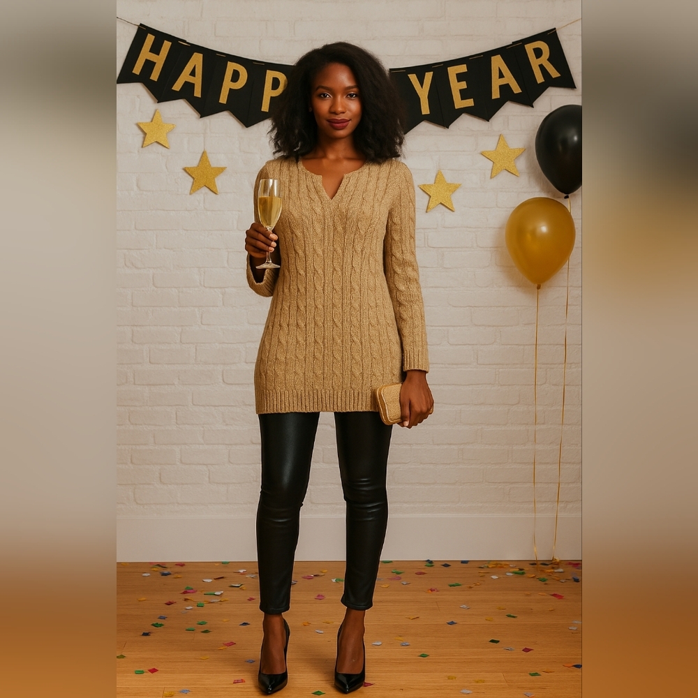 Lauren Ralph Lauren Tan Cable Knit Sweater